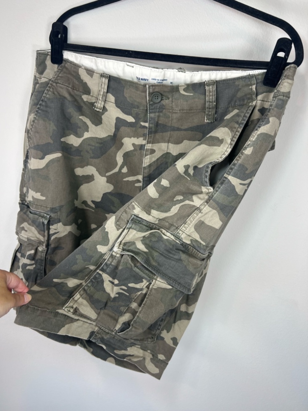 Old Navy Lived In Straight Flex Camo Cargo Shorts Green Utility Military 38x10" - Picture 6 of 12